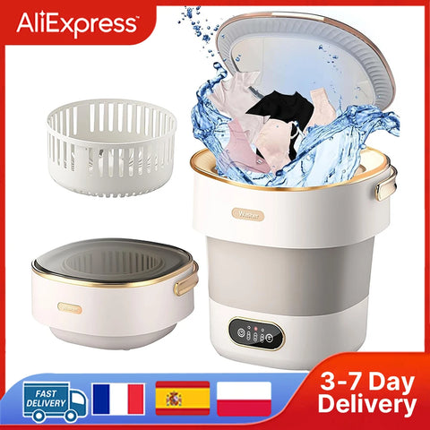 13L Portable Washing Machine Folding Large Capacity Clothes Spin Dryer Bucket Travel Underwear Socks Foldable Mini Washer