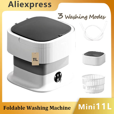 60W Portable Foldable Washing Machine With Spin Dryer Automatic Mini Underwear Sock 11L Household Washing Machine Centrifuge