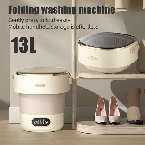 13L Portable Washing Machine Folding Large Capacity Clothes Spin Dryer Bucket Travel Underwear Socks Foldable Mini Washer