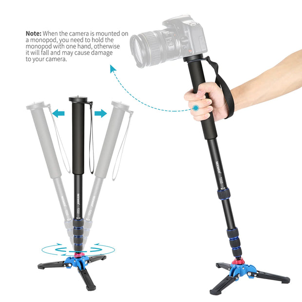 Neewer Extendable Camera Monopod with Removable Foldable Tripod Support Base Aluminum Alloy for Canon Nikon Sony DSLR Cameras