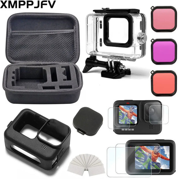 Accessories Kit for Gopro Hero 12 11 10 9 Black Carrying Bag Waterproof Housing Case Tripod Set for Go Pro Hero12 Hero11 10 9