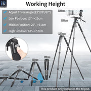 RT80C/NT324C Professional Carbon Fiber Tripod for DSLR Camera Video Camcorder Birdwatching Heavy Duty Camera Stand 75mm Bowl