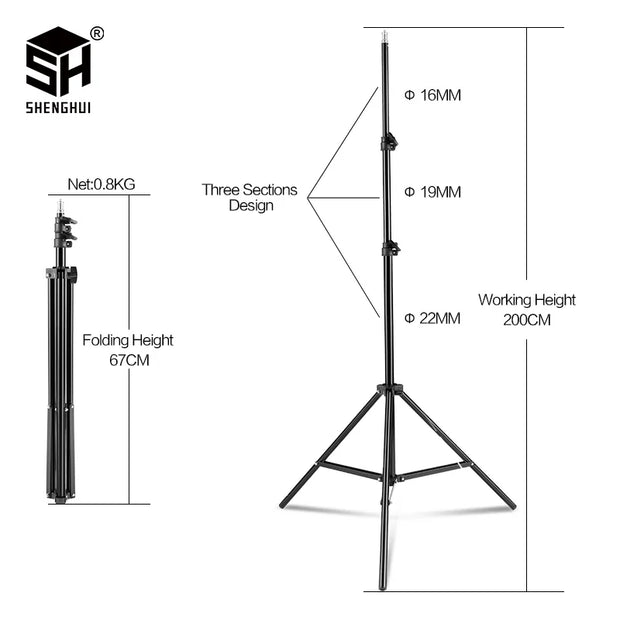 200cm Photography Tripod Light Stands With 1/4 Screw Head Adjustable Light Stand Photo Tripod For Phone Ring Light Photo Studio