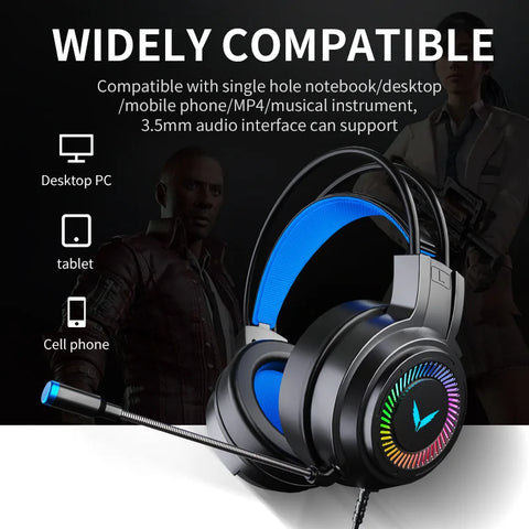 G58 G60 Gaming Headset 7.1 Stereo SVirtual Surround Bass Earphone Headphone with Mic LED Light for Computer PC Gamer Foldable