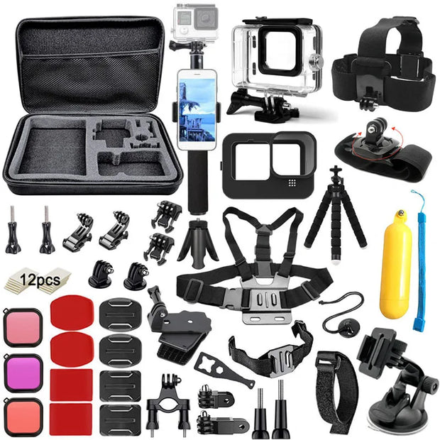 Accessories Kit for Gopro Hero 12 11 10 9 Black Carrying Bag Waterproof Housing Case Tripod Set for Go Pro Hero12 Hero11 10 9