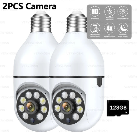 E27 Bulb Wifi Surveillance Camera Wireless Night Vision HD Automatic Human Tracking  Security Baby Monitor Zoom Full Color Video