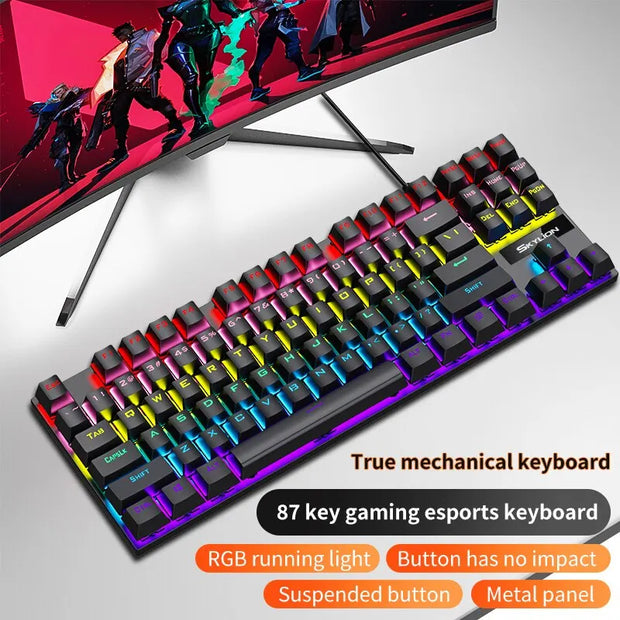 SKYLION K87 Wired Mechanical Keyboard 20 Kinds of Colorful Lighting Gaming and Office For Microsoft Windows and Apple IOS System