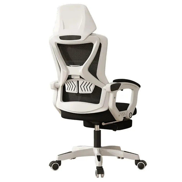 Ergonomic Office Chair with Adjustable Lumbar Support Retractable Footrest Computer Gaming Chair Mesh Office Chair with Wheels