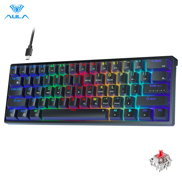 AULA F3261 Mechanical Gamer Keyboard Macro Keyboard Hotswap Gaming Keyboard for Tablet 60 Percent Layout RGB Customize Software