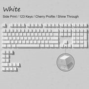 136 Key Black White Side-lit Shine Through Backlit keycaps PBT Double Shot Keycaps OEM Profile for MX Switch Mechanical Keyboard