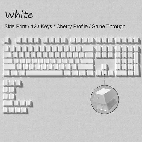 136 Key Black White Side-lit Shine Through Backlit keycaps PBT Double Shot Keycaps OEM Profile for MX Switch Mechanical Keyboard