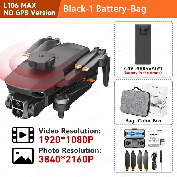 LYZRC L106 / L106MAX HD Dual Camera Switching Brushless Motor RC Drone Foldable Mini Wifi 2.4GHz 360° Intelligent OAS Helicopter