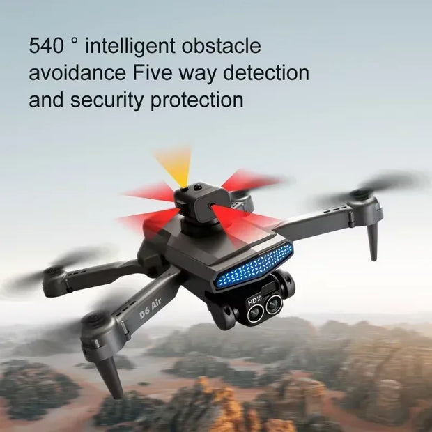 New D6 RC Air Drone 8K HD Professional Dual Camera Five-Sided Obstacle Avoidance Optical Flow ESC Foldable Quadcopter Boys Toys