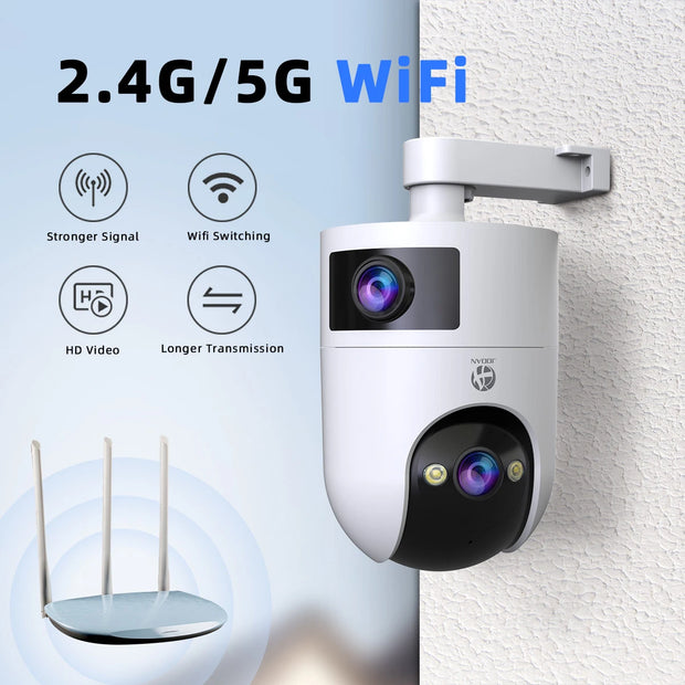 JOOAN 5G Wifi PTZ Camera Outdoor 4MP Dual Lens Dual Screen Auto Tracking  IP Camera Security Protection CCTV Video Surveillance