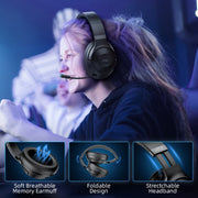 CINPUSEN UG-01 2.4Ghz Wireless Gaming Headset for PC, PS5, PS4, MacBook, with Microphone, Soft Earmuff - 40 Hours Playtime