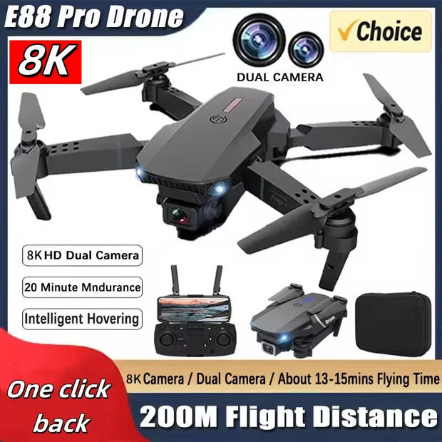 New E88Pro RC Drone 8K Professinal With 1080P Wide Angle Dual HD Camera Foldable RC Helicopter WIFI FPV Height Hold Apron Sell