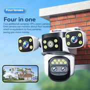 10K Security Protection WiFi6 Camera Outdoor Four Screen 20MP CCTV External IP Cam 10X Zoom 8K 15MP Video Surveillance Camera