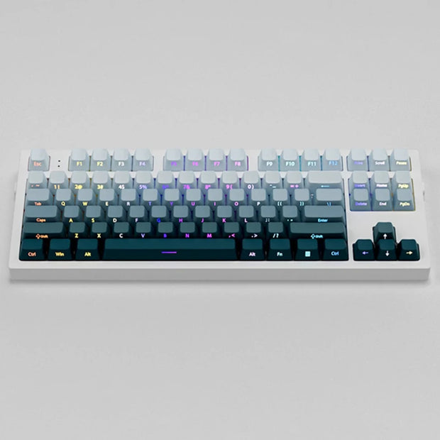 135 Keys Gradient Green Shine Through Keycaps Side Printed PBT Double Shot Keycaps OEM Profile for MX Switches Gaming Keyboards