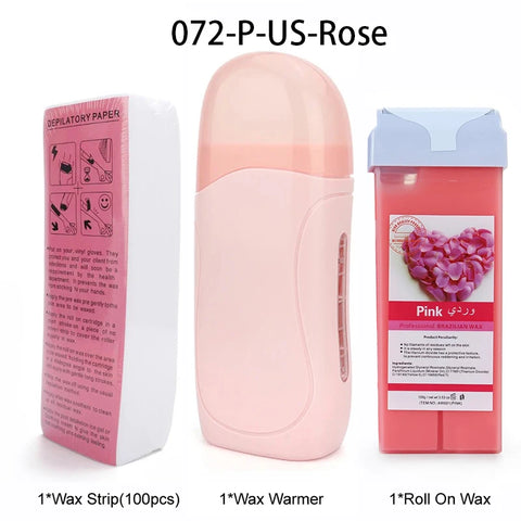 Unisex Roll on Depilatory Wax Cream Hair Removal Roller Wax Heater Waxing Hot Cartridge Warmer Equipment Tool Waxing Kit