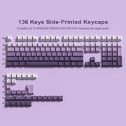 136 Key Black White Side-lit Shine Through Backlit keycaps PBT Double Shot Keycaps OEM Profile for MX Switch Mechanical Keyboard