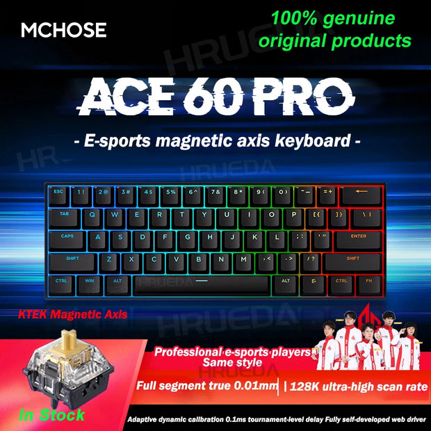 MCHOSE Ace 60 Pro 68 Magnetic Axis Mechanical Keyboard Original 0.01ms Latency RT 0.01mm 128K Gaming Keyboard Customized Esports