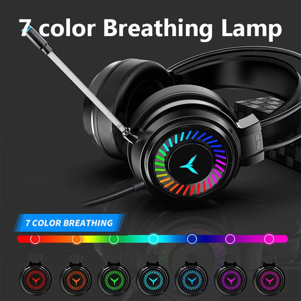 7.1 Stereo Surround Sound Over Ear Wired Headphone with Microphone LED Light Noise Cancelling for PC PS5 Xbox G60 Gaming Headset