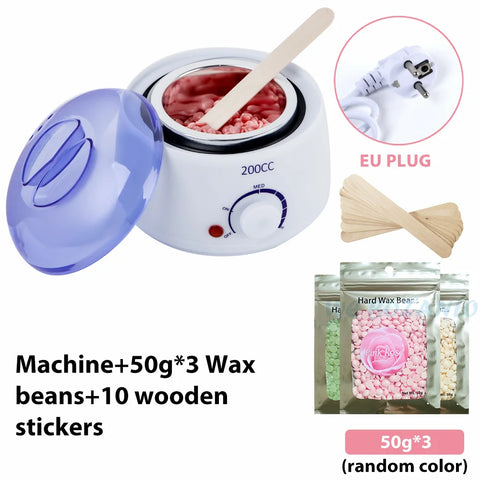 200CC Wax Heater Warmer Hair Removal Machine For Hand Foot Body SPA Epilator Paraffin Wax Pot +Wax Beans + Wood Sticks