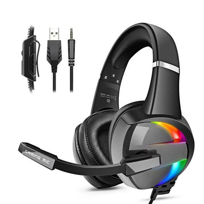 RGB Gaming Headset with Noise Canceling Microphone Surround Sound LED Headphones for PS5 PS4 Xbox One PC Laptop Mac Computer PC