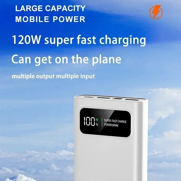 200000mAh 120W Power Bank Fast Charging Ultralarge Capacity Portable Digital Display External Battery For Huawei Iphone 16