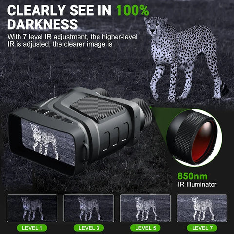 Night Vision Binoculars For Rechargeable 18650 Battery 850nm Infrared HD 5X Digital Zoom Telescope Hunting Camping Surveillance