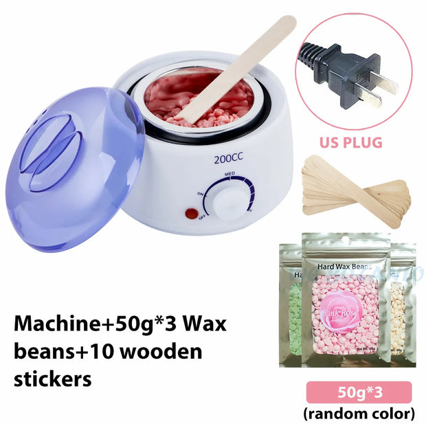 200CC Wax Heater Warmer Hair Removal Machine For Hand Foot Body SPA Epilator Paraffin Wax Pot +Wax Beans + Wood Sticks