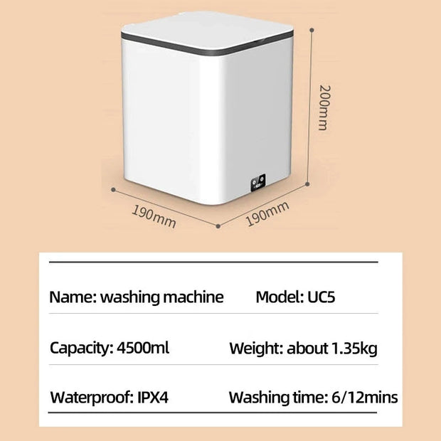 4.5L Portable Washing Machine Underwear Socks Baby Clothes Mini Washing Machine Travel Camping Dorm Home Appliances 110V-240V