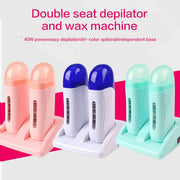 Electric Double Wax Heater Epilator Cartridge Wax Roller Base Roll On Waxing Refillable Hair Removal Machine Depilatory Heater