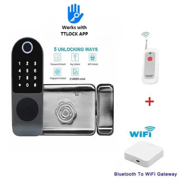 Smart Electronic Fingerprint Lock Waterproof WIFI Tuya APP TT Support Biofingerprint/Password/IC Card/Key/ Remote Control Unlock