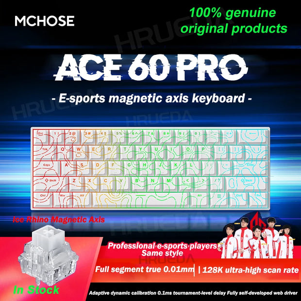 MCHOSE Ace 60 Pro 68 Magnetic Axis Mechanical Keyboard Original 0.01ms Latency RT 0.01mm 128K Gaming Keyboard Customized Esports