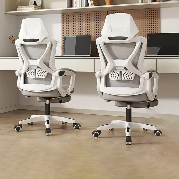 Ergonomic Office Chair with Adjustable Lumbar Support Retractable Footrest Computer Gaming Chair Mesh Office Chair with Wheels