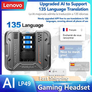 Lenovo LP49 AI Translation Headphones Wireless Bluetooth 5.4 Noise Reduction HD Call Earbuds Office Travel Real Time Translation