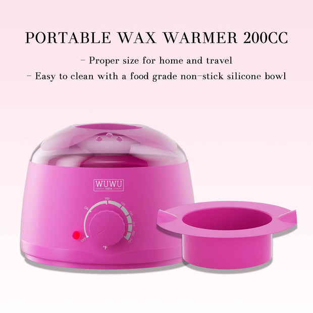 Hair Removal Wax Warmer 200CC WUWUVISTA Professional Wax Warmer Machine with 7oz Silicone Bowl Portable Hot Wax heater（US Plug）