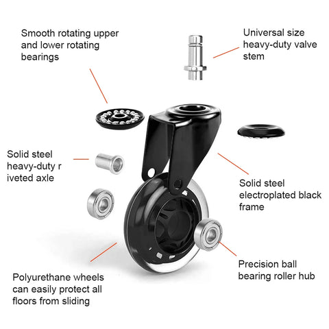 3inch Office Chair Wheels 360° Rotating Quiet Swivel Casters Wear-resistant Chair Roller Replacement 5pcs