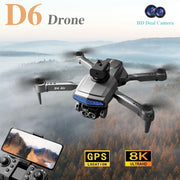 New D6 RC Air Drone 8K HD Professional Dual Camera Five-Sided Obstacle Avoidance Optical Flow ESC Foldable Quadcopter Boys Toys