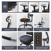 NEWTRAL MagicH-BP Ergonomic Chair with Footrest, Auto-Following Backrest, Adaptive Lower Back Support, Tailored Ergonomic Chair