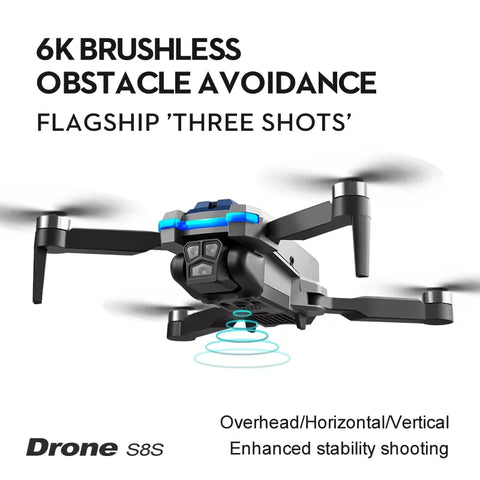 New S8S RC Drone 8K HD Camera GPS Brushless Motor 360° Obstacle Avoidance Headless Mode Foldable Quadcopter Kids and Adults Toys