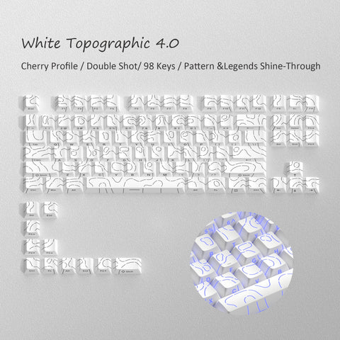 136 Key Black White Side-lit Shine Through Backlit keycaps PBT Double Shot Keycaps OEM Profile for MX Switch Mechanical Keyboard