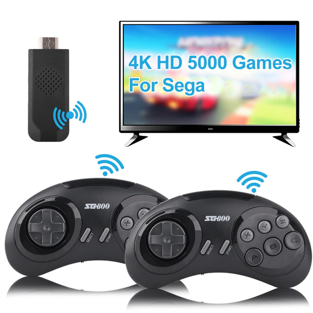 4K SG800 Retro Game Console Wireless Console 2.4G Built-in 5000 Classic Games Controller Gamepad Video Stick for Sega Mega Drive