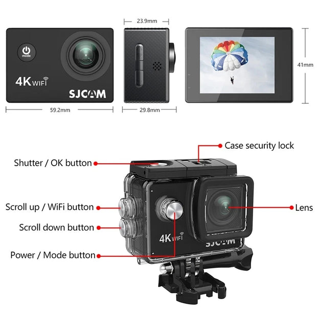 SJCAM Action Camera SJ4000 AIR 4K 30PFS 1080P 4x Zoom WIFI Sports Video Action Cameras Motorcycle Bicycle Helmet Waterproof Cam