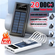 200000mAh Solar Power Bank Large Capacity USB 4 in1 Super Fast Charging USB TypeC LED Light Outdoor Power Bank For Xiaomi iPhone