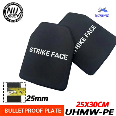 High Quality ISO Certified 10x12 Inch 25mm  PE Composite Bulletproof Plate Protection Independent Protection Armor