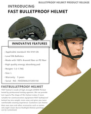 NIJ IIIA 3A Bulletproof Helmet MICH Low Cut BOA CAM FIT Dial EPIC Liner Tactical Ballistic Helmet MICH2000 With Wend