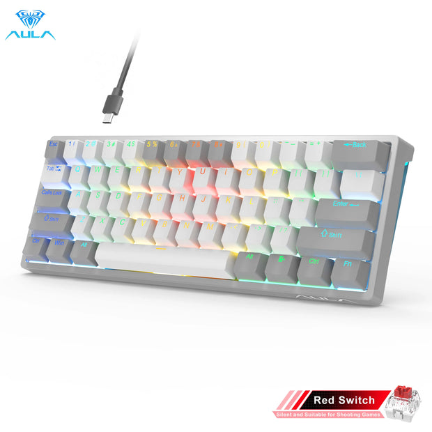 AULA F3261 Mechanical Gamer Keyboard Macro Keyboard Hotswap Gaming Keyboard for Tablet 60 Percent Layout RGB Customize Software