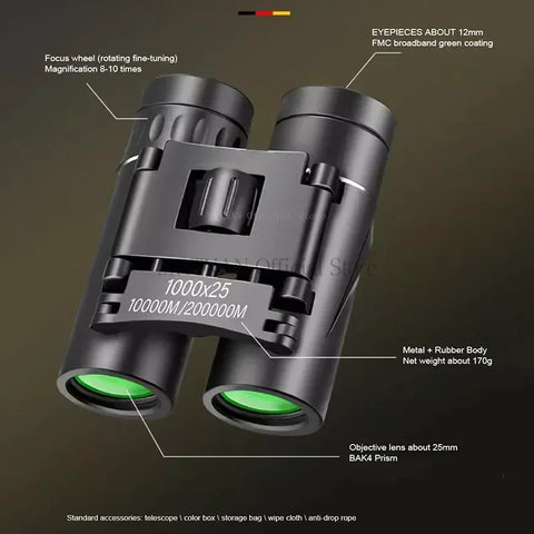 1000X25 Professional Binoculars High Magnification Low Night Night Vision Mini Portable Telescope For Camping Outdoor